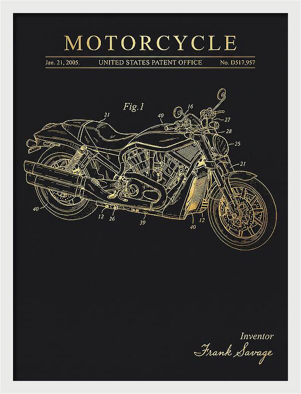 Motorcycle Harley V Rod Gold Patent Usd517957s1