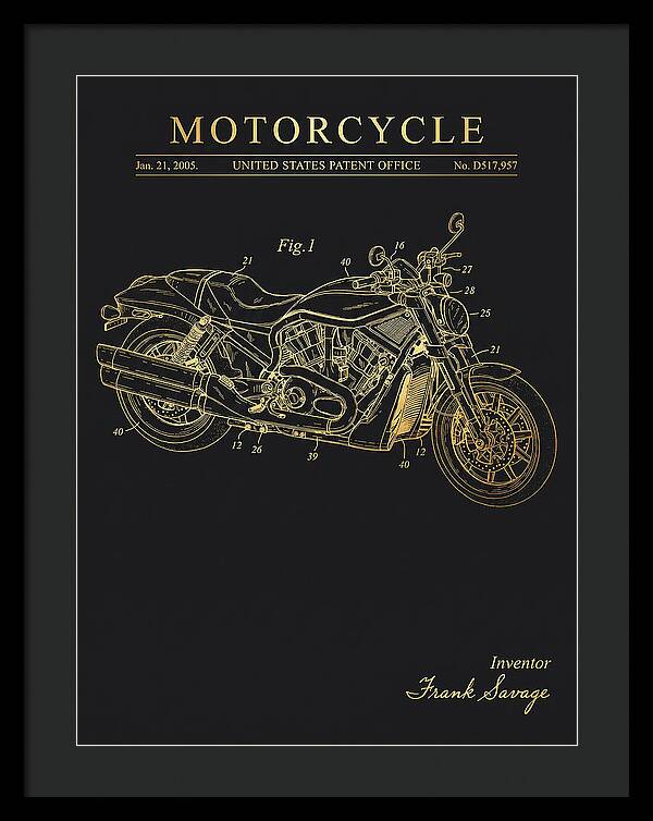 Motorcycle Harley V Rod Gold Patent Usd517957s1