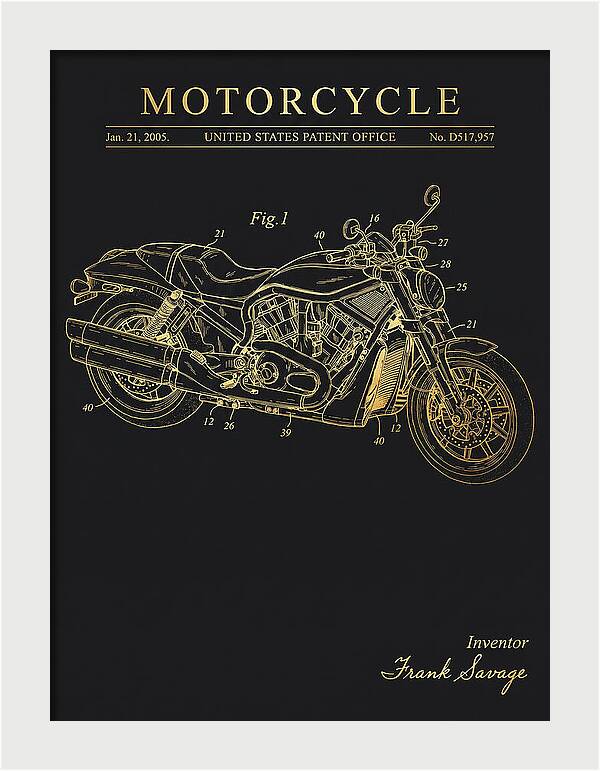 Motorcycle Harley V Rod Gold Patent Usd517957s1