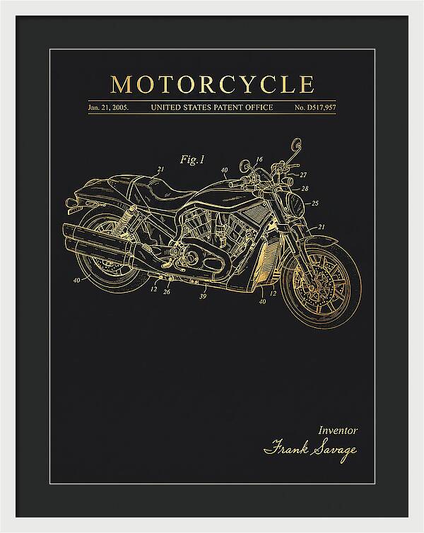 Motorcycle Harley V Rod Gold Patent Usd517957s1