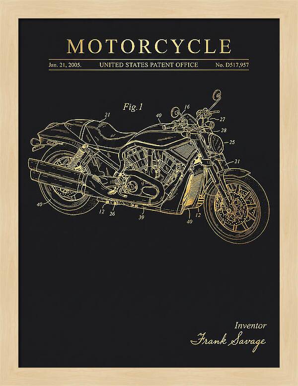 Motorcycle Harley V Rod Gold Patent Usd517957s1