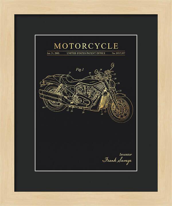 Motorcycle Harley V Rod Gold Patent Usd517957s1