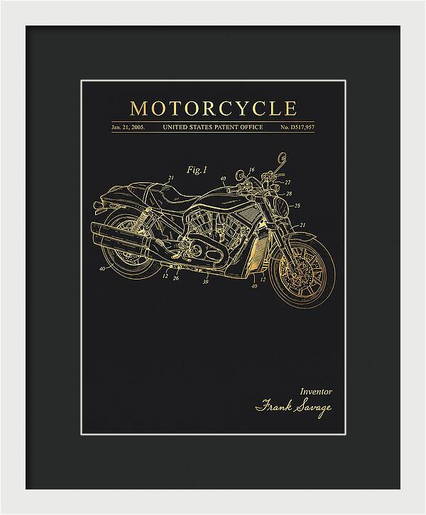 Motorcycle Harley V Rod Gold Patent Usd517957s1