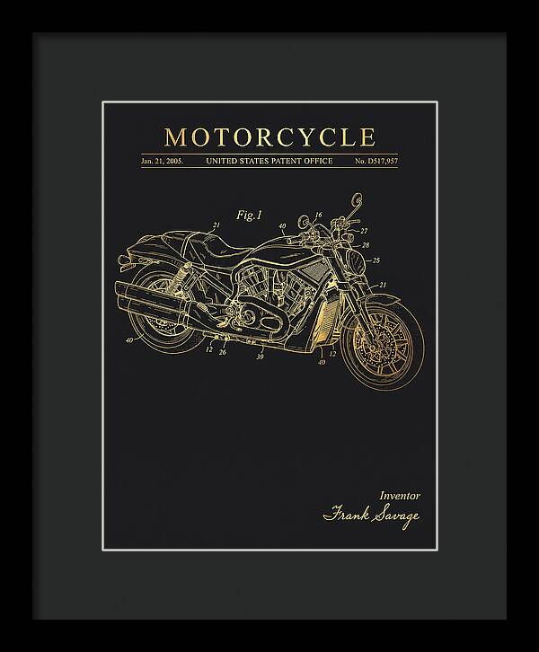 Motorcycle Harley V Rod Gold Patent Usd517957s1