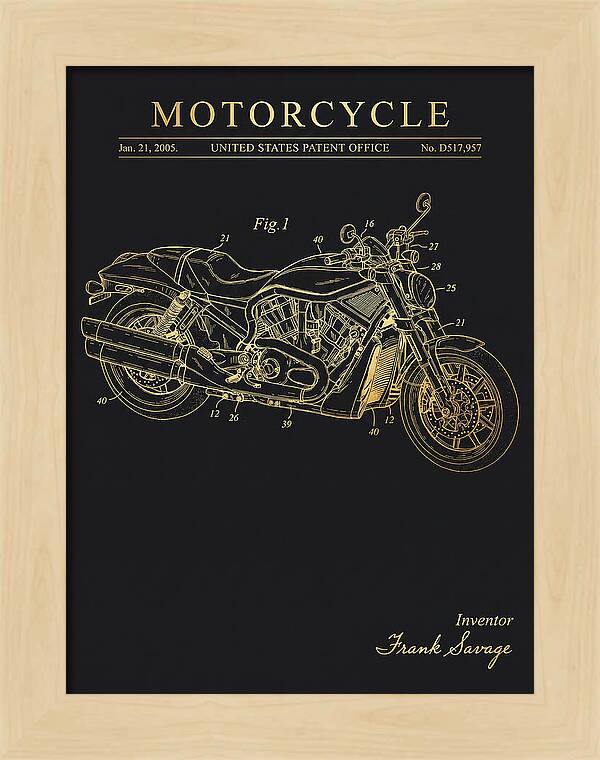 Motorcycle Harley V Rod Gold Patent Usd517957s1