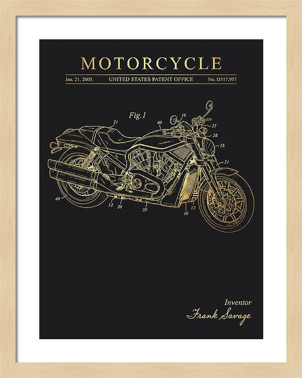 Motorcycle Harley V Rod Gold Patent Usd517957s1