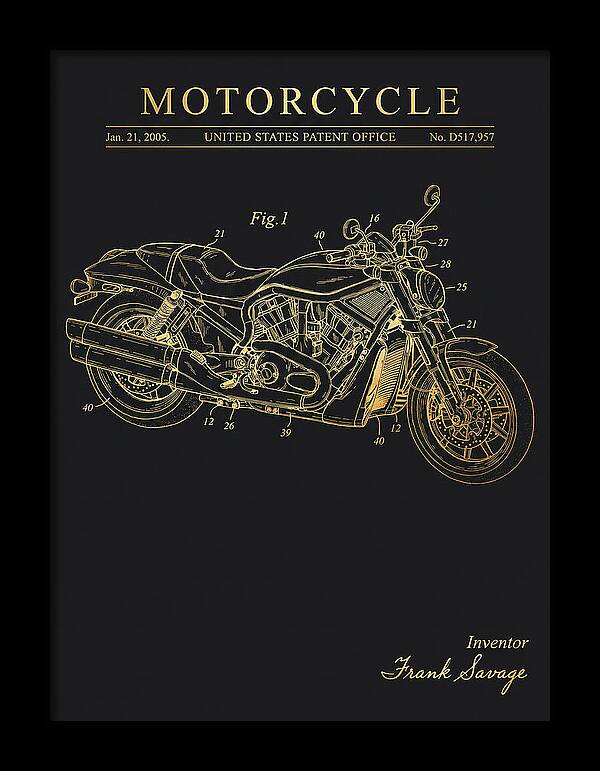 Motorcycle Harley V Rod Gold Patent Usd517957s1