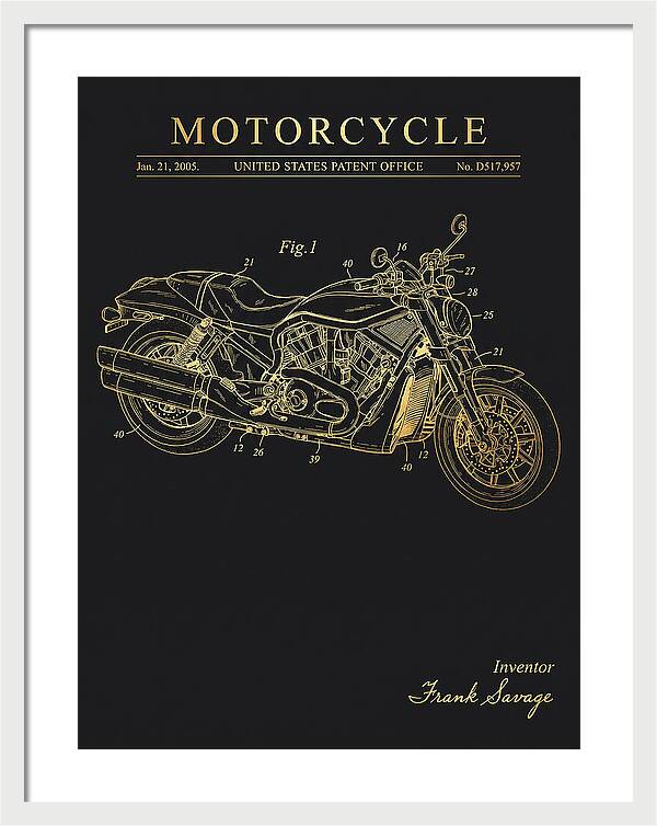 Motorcycle Harley V Rod Gold Patent Usd517957s1