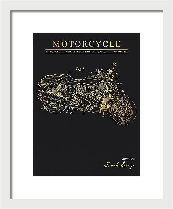 Motorcycle Harley V Rod Gold Patent Usd517957s1