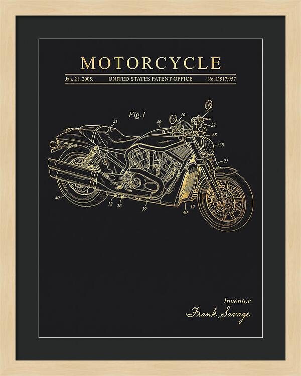 Motorcycle Harley V Rod Gold Patent Usd517957s1