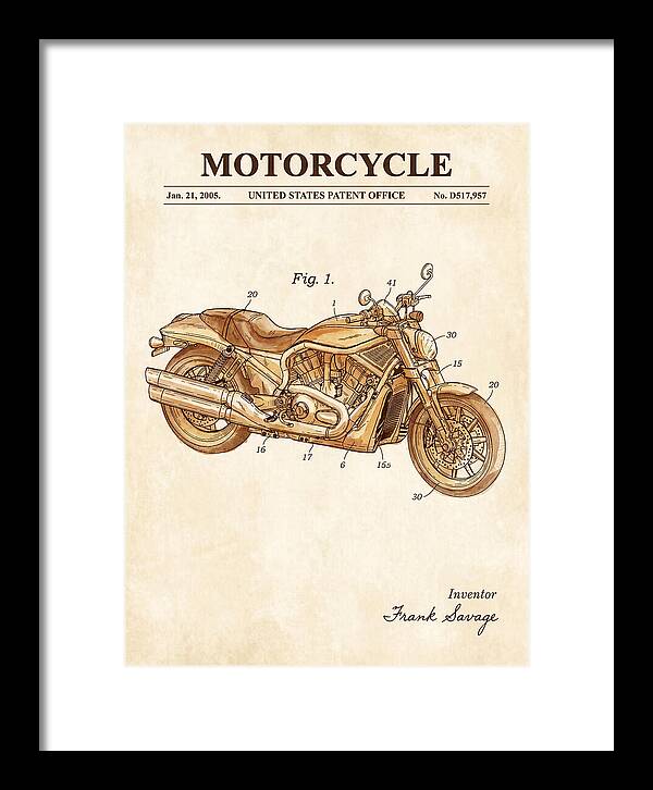 Motorcycle Harley V Rod Watercolor Patent Usd517957s1