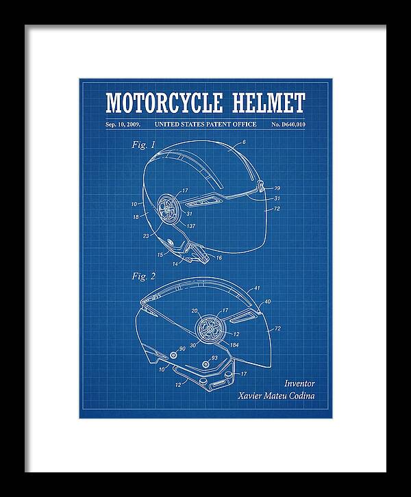 Motorcycle Helmet Blueprint Patent Usd640010s1