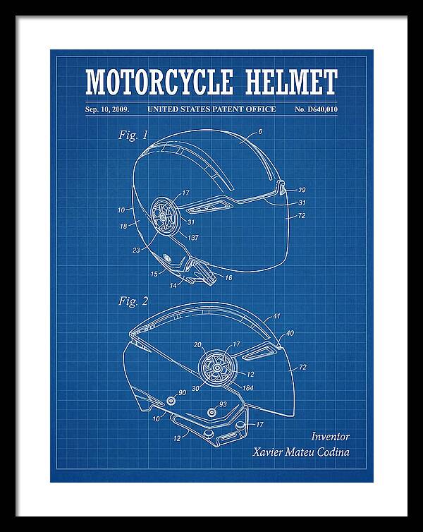 Motorcycle Helmet Blueprint Patent Usd640010s1