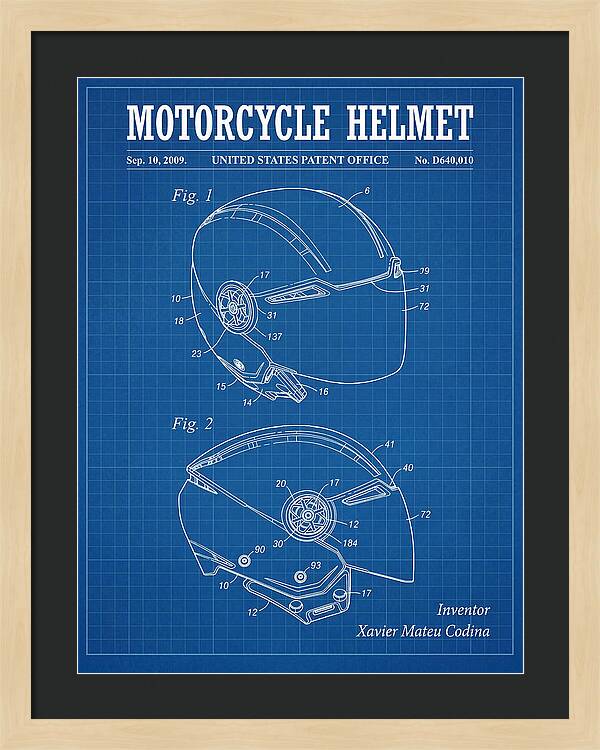 Motorcycle Helmet Blueprint Patent Usd640010s1