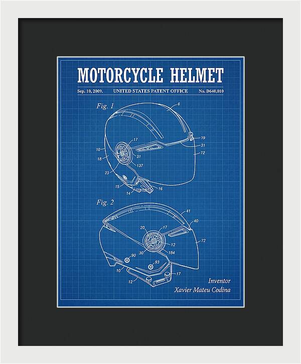 Motorcycle Helmet Blueprint Patent Usd640010s1