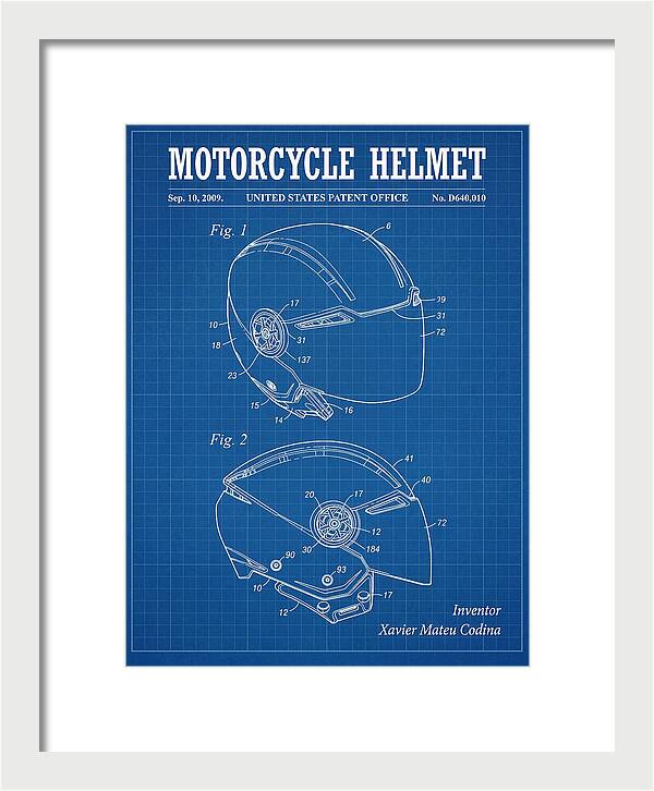 Motorcycle Helmet Blueprint Patent Usd640010s1