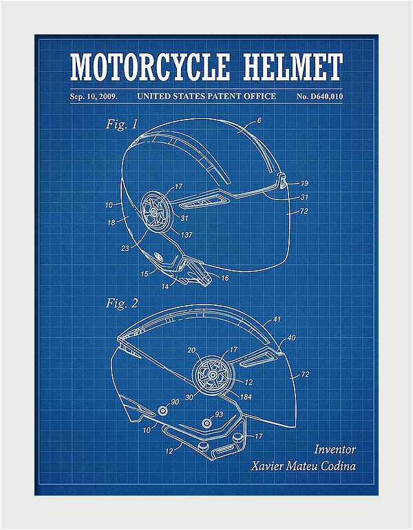 Motorcycle Helmet Blueprint Patent Usd640010s1