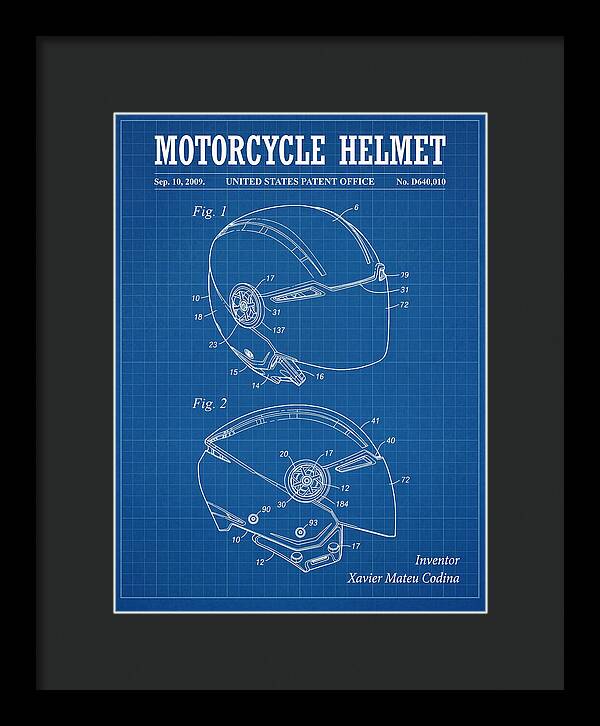 Motorcycle Helmet Blueprint Patent Usd640010s1