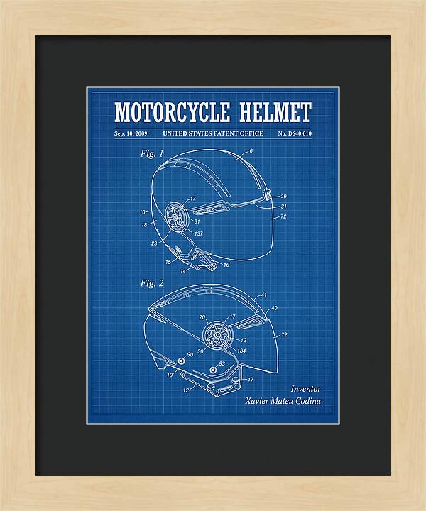 Motorcycle Helmet Blueprint Patent Usd640010s1