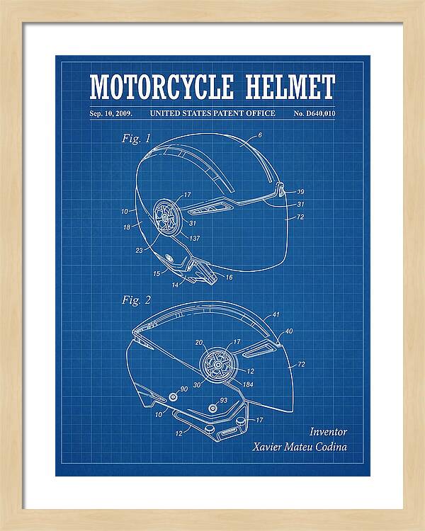 Motorcycle Helmet Blueprint Patent Usd640010s1