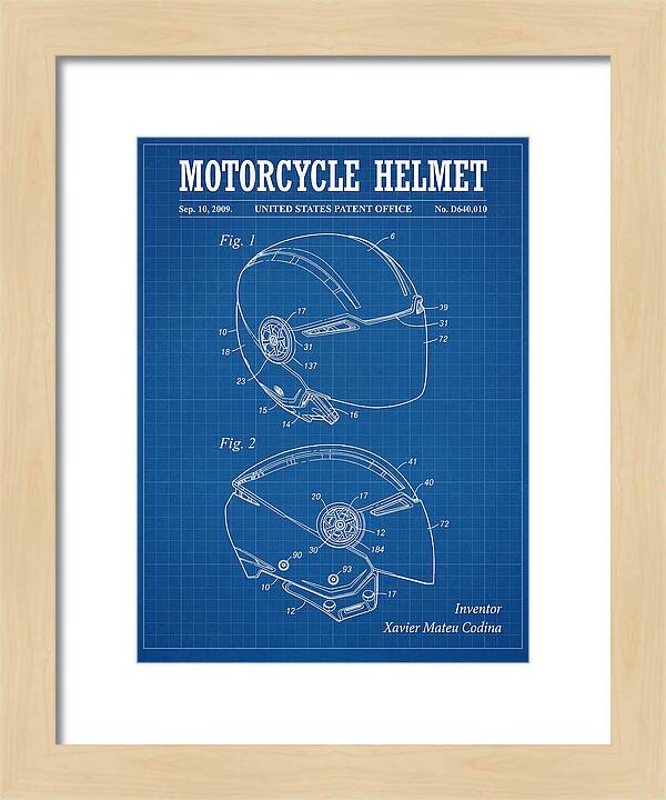 Motorcycle Helmet Blueprint Patent Usd640010s1