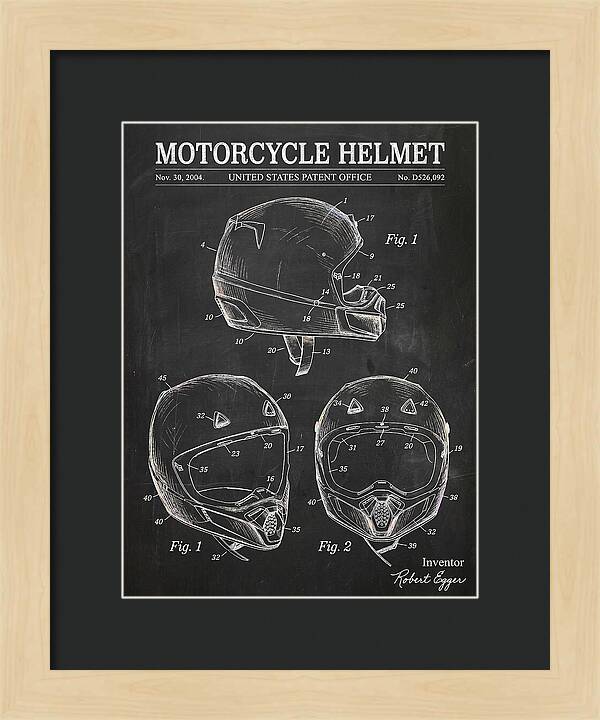 Motorcycle Helmet Fox Chalkboard Patent Usd526092s1