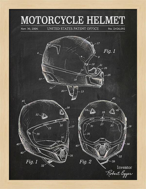 Motorcycle Helmet Fox Chalkboard Patent Usd526092s1
