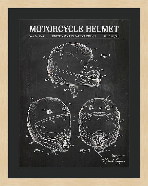 Motorcycle Helmet Fox Chalkboard Patent Usd526092s1