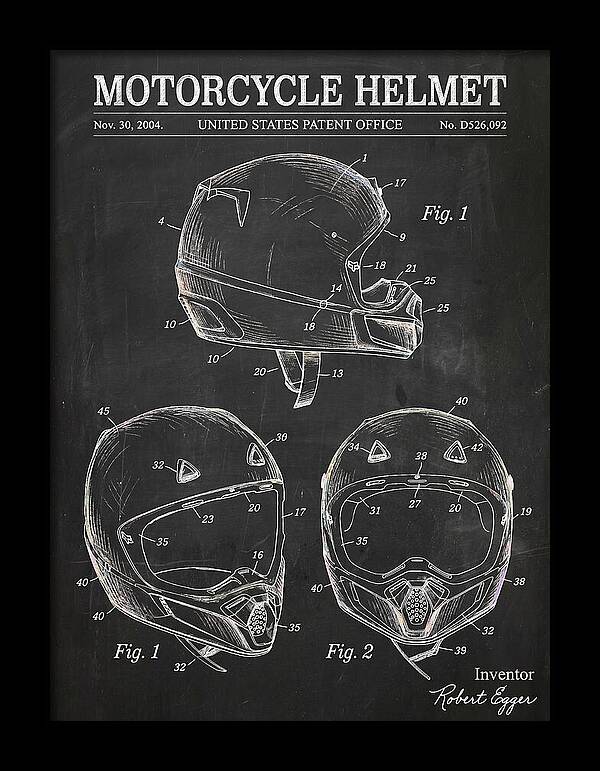 Motorcycle Helmet Fox Chalkboard Patent Usd526092s1