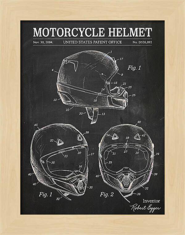 Motorcycle Helmet Fox Chalkboard Patent Usd526092s1