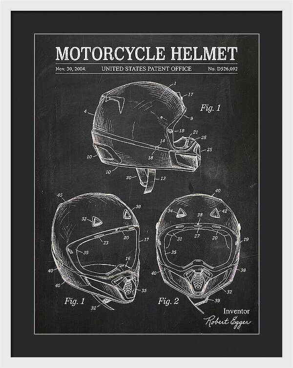 Motorcycle Helmet Fox Chalkboard Patent Usd526092s1