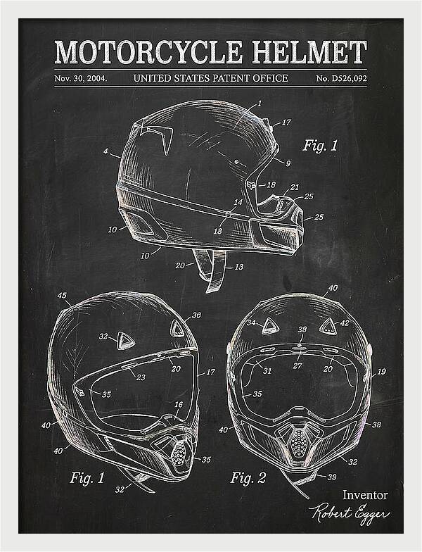Motorcycle Helmet Fox Chalkboard Patent Usd526092s1