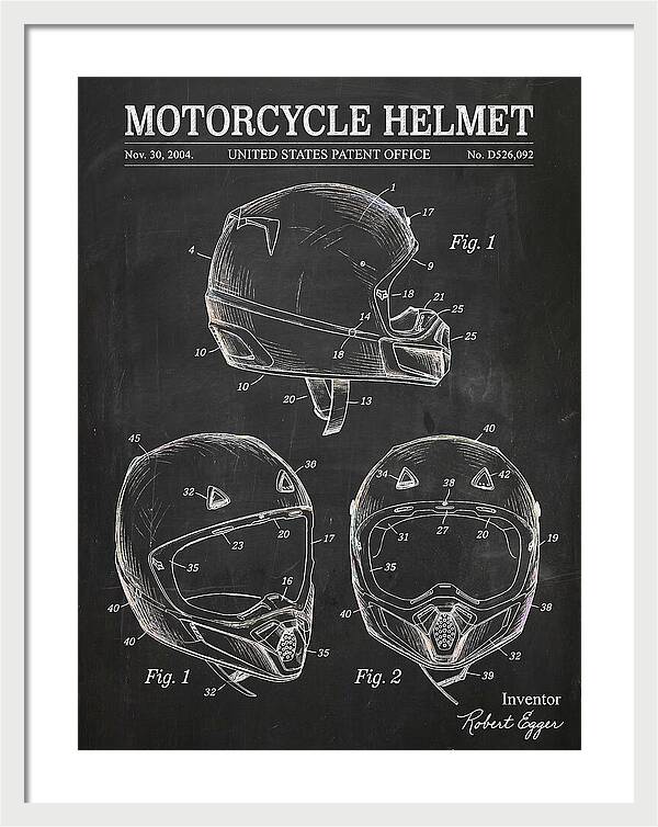 Motorcycle Helmet Fox Chalkboard Patent Usd526092s1