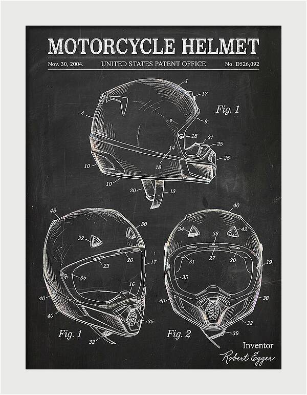 Motorcycle Helmet Fox Chalkboard Patent Usd526092s1