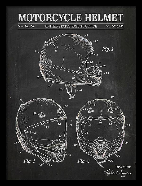 Motorcycle Helmet Fox Chalkboard Patent Usd526092s1