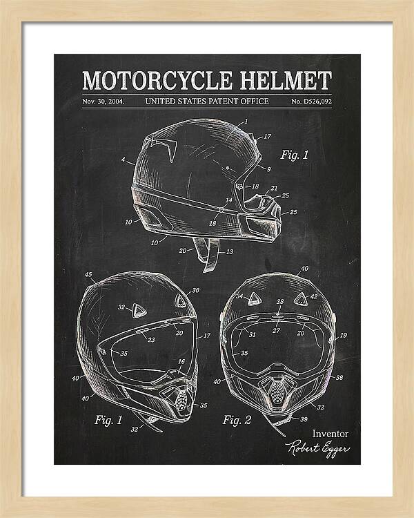 Motorcycle Helmet Fox Chalkboard Patent Usd526092s1