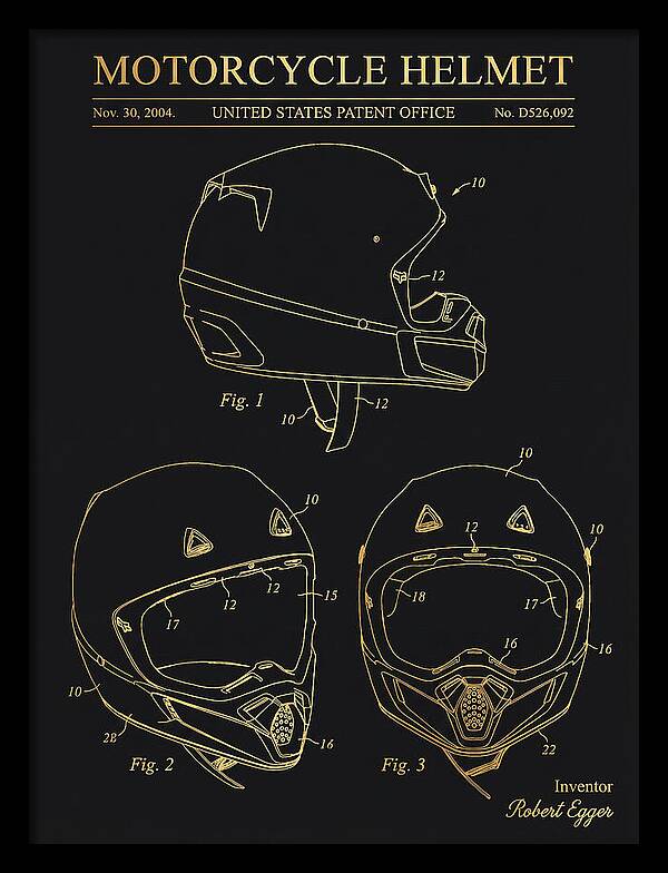 Motorcycle Helmet Fox Gold Patent Usd526092s1