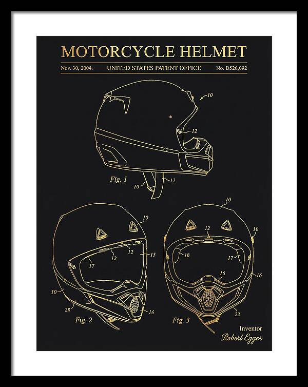 Motorcycle Helmet Fox Gold Patent Usd526092s1