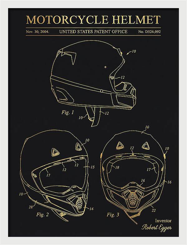 Motorcycle Helmet Fox Gold Patent Usd526092s1
