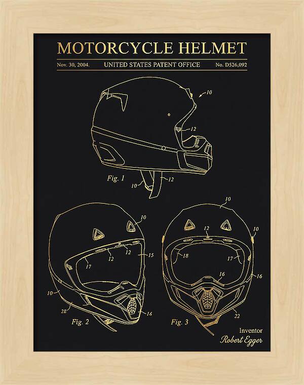 Motorcycle Helmet Fox Gold Patent Usd526092s1