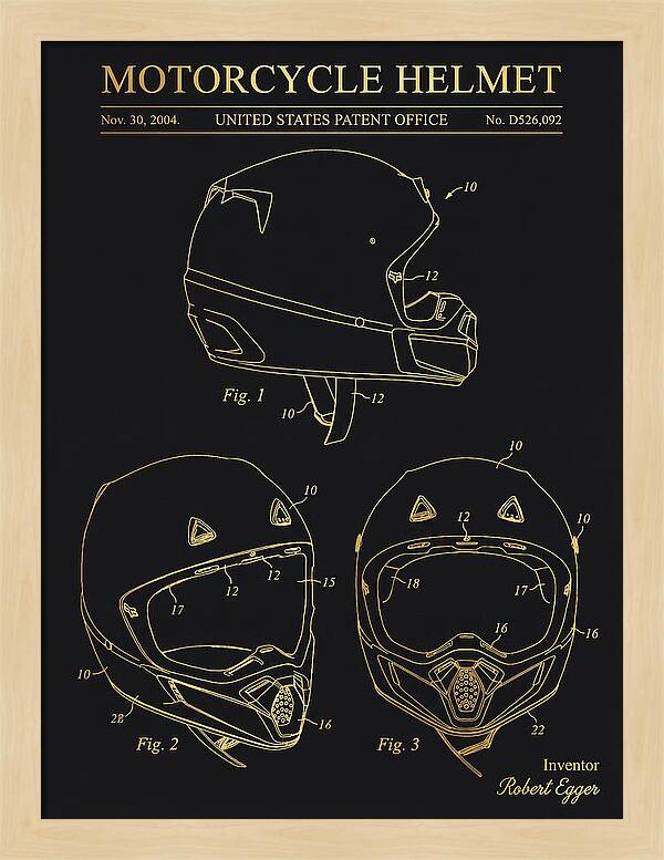 Motorcycle Helmet Fox Gold Patent Usd526092s1