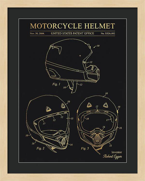 Motorcycle Helmet Fox Gold Patent Usd526092s1