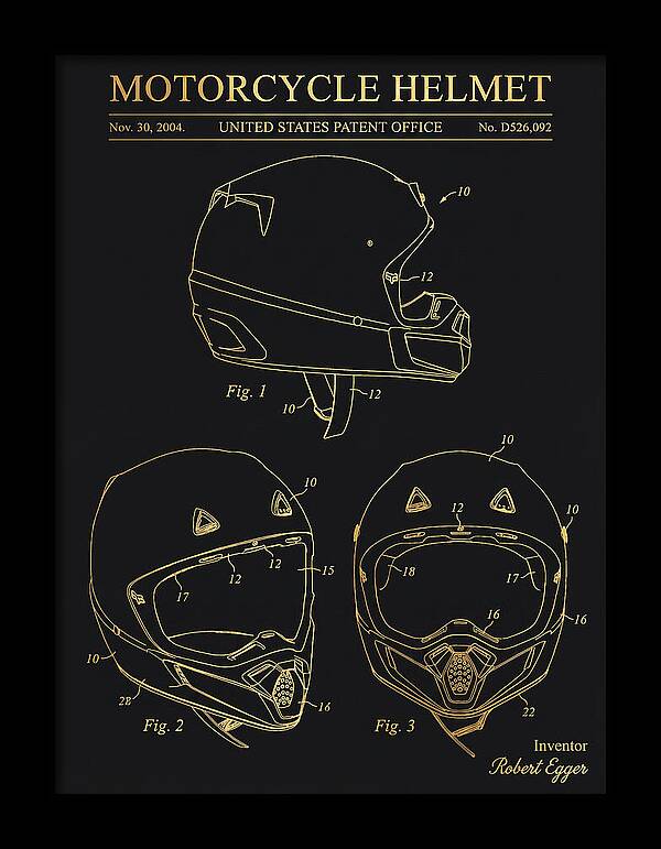 Motorcycle Helmet Fox Gold Patent Usd526092s1