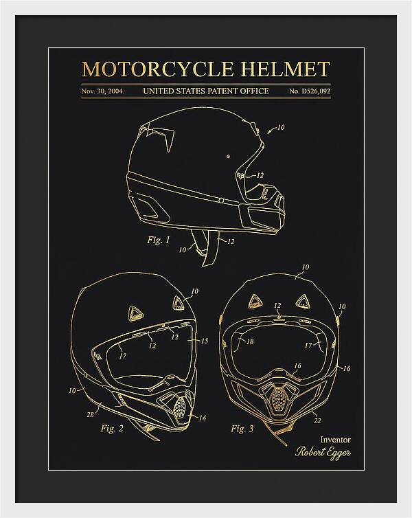 Motorcycle Helmet Fox Gold Patent Usd526092s1