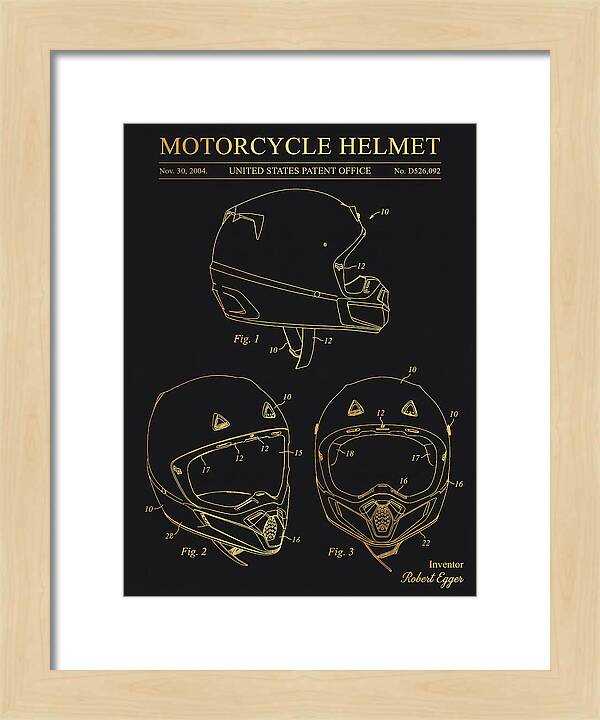 Motorcycle Helmet Fox Gold Patent Usd526092s1