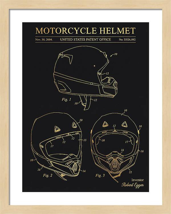 Motorcycle Helmet Fox Gold Patent Usd526092s1