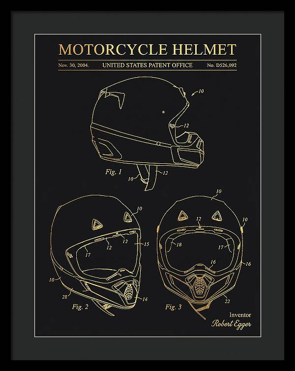 Motorcycle Helmet Fox Gold Patent Usd526092s1