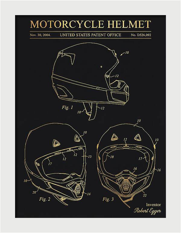 Motorcycle Helmet Fox Gold Patent Usd526092s1