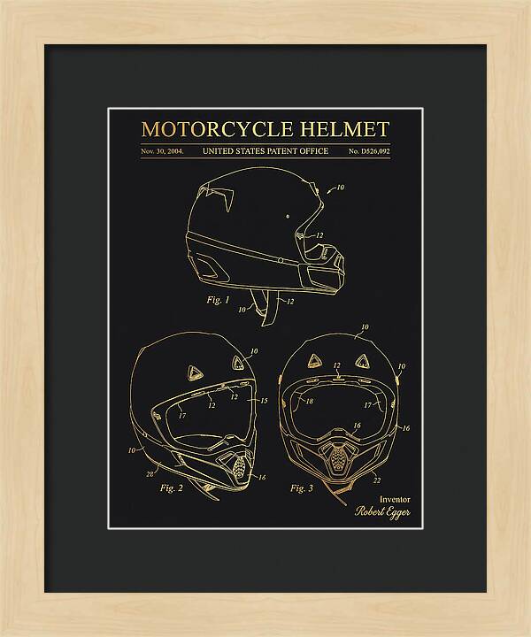 Motorcycle Helmet Fox Gold Patent Usd526092s1