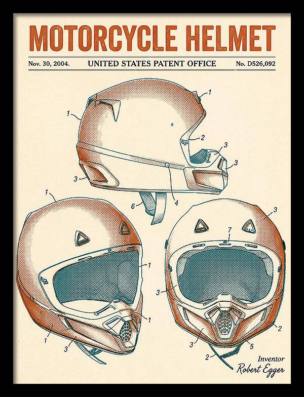 Motorcycle Helmet Fox Retro Patent Usd526092s1